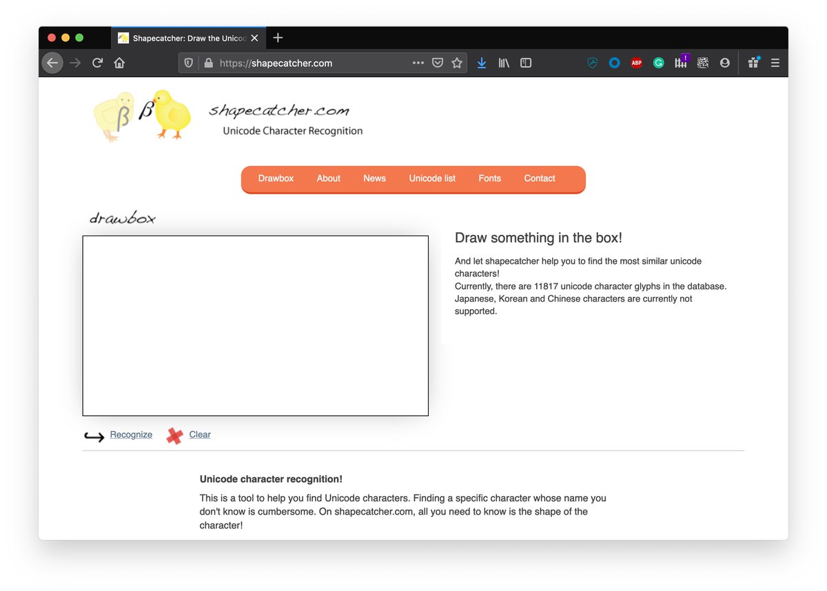 Screenshot of https://shapecatcher.com/
