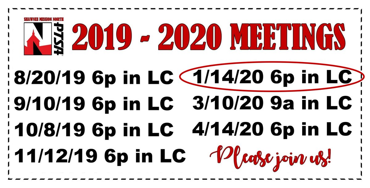 SMNorthPTSA's tweet photo. Tomorrow is our PTSA Meeting! Come hear what's going on at North! #stayNtheknow https://t.co/0F3njCSKJW