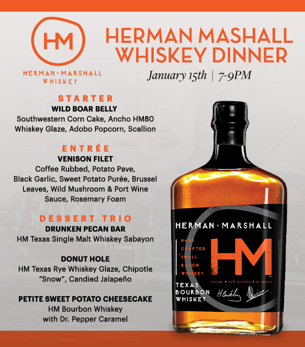Get your tickets to our #HermanMarshallWhiskey dinner! See the menu and get your tickets here: whiskeydinnerdallas.eventbrite.com 
#whiskey #Dallas 
<a href="/HMWhiskey3/">Herman Marshall</a>