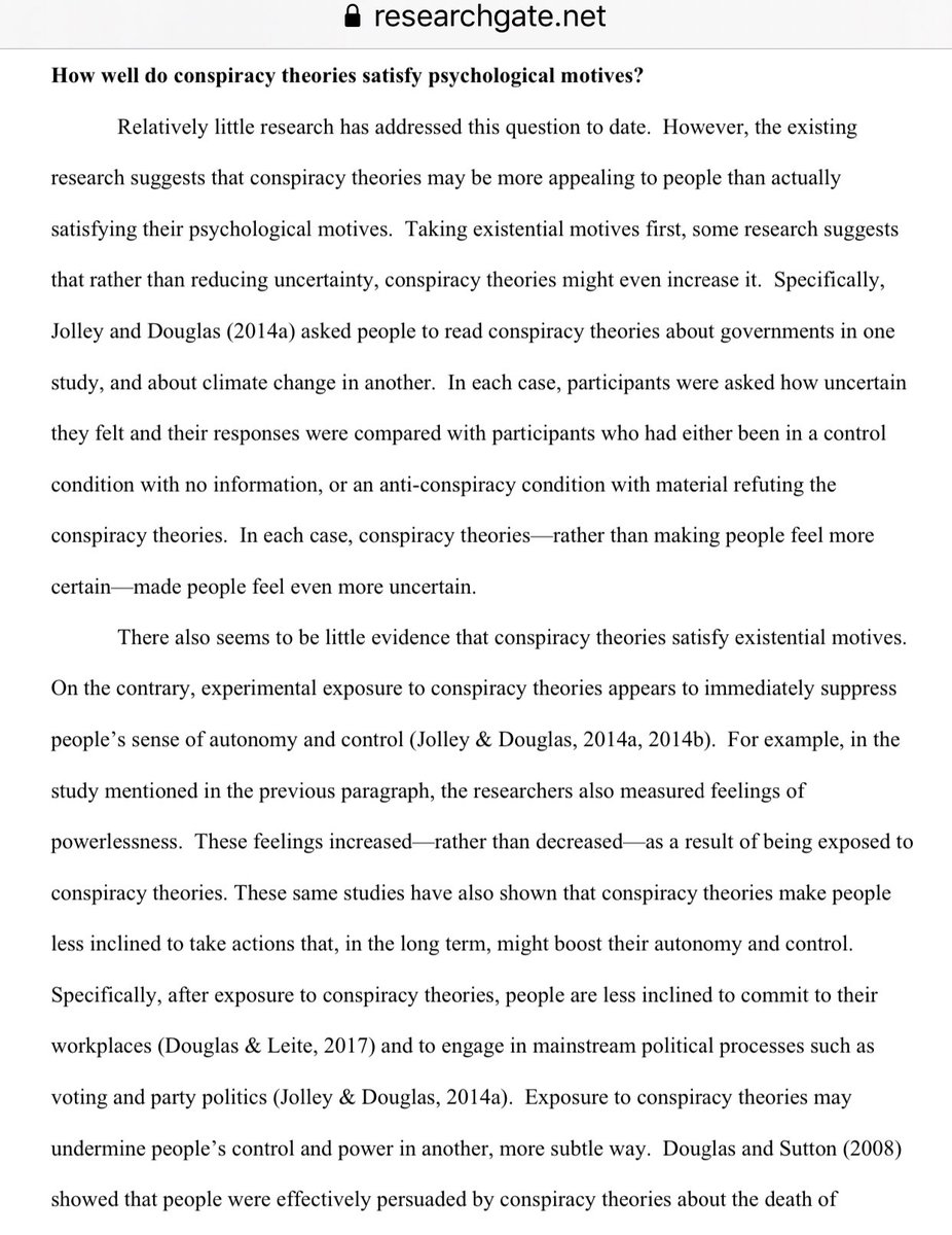 Some argued people are drawn to conspiracy theories when they seem to satisfy important social psychological motives. However existing research suggests conspiracy theories may be more appealing than actually satisfying psychological motives.  https://www.researchgate.net/profile/Karen_Douglas4/publication/332195815_Belief_in_Conspiracy_Theories_Looking_beyond_gullibility/links/5cf7bfaaa6fdcc847506a961/Belief-in-Conspiracy-Theories-Looking-beyond-gullibility.pdf