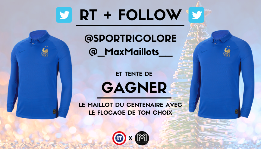 sportricolore's tweet photo. 🇫🇷 JEU CONCOURS 🚨

On vous fait gagner le sublime maillot du centenaire de l'équipe de France 😍 

☑️ RT + FOLLOW @sportricolore et @_MaxMaillots__ pour participer au Concours ‼️

✍️ Commentez avec le flocage de votre choix pour augmenter vos chances

🍀 TAS le 20/01 https://t.co/gIFIoeGw7B