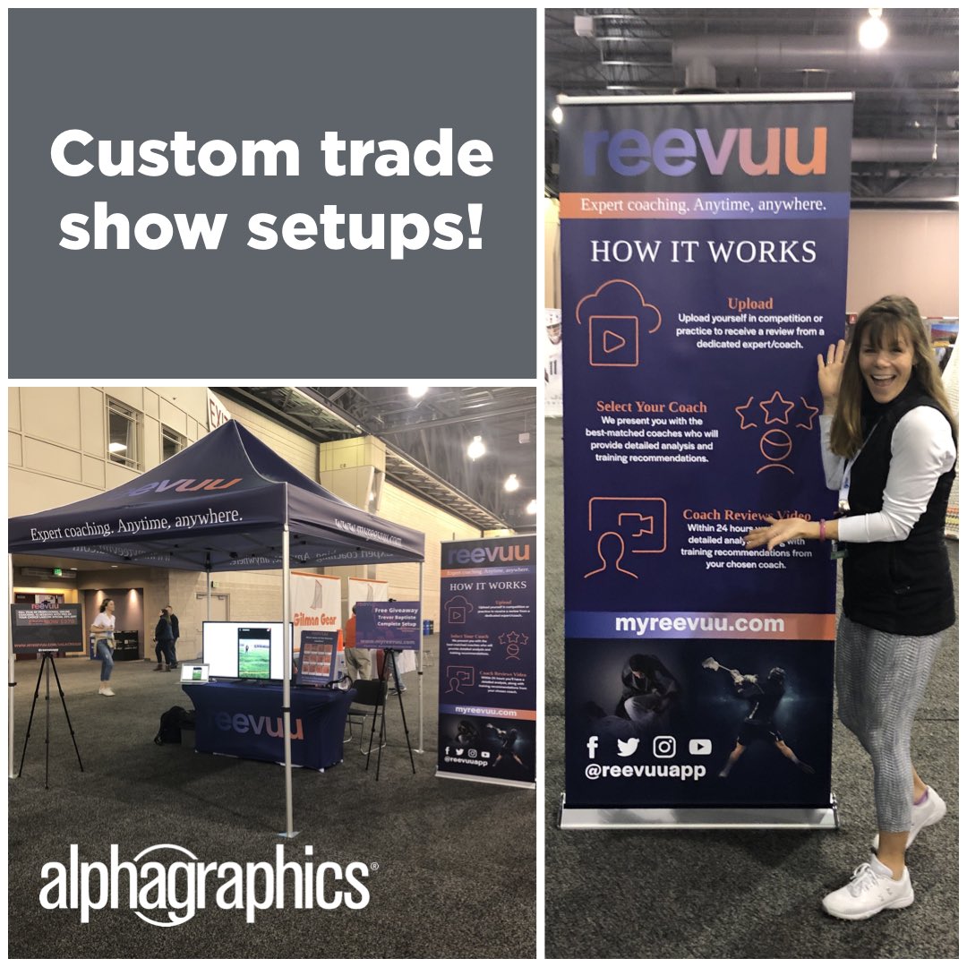 AGCherryHill's tweet photo. Check out this awesome setup we did for the amazing team over at @reevuuapp! #AGCherryHill #TradeShow #CustomTent #BannerStand #TableThrow https://t.co/Ho2ahMOJRo