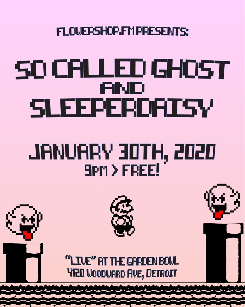 sleeperdaisy's tweet photo. Happy to announce that our first ever show will be Jan 30th with @SoCalledGhost presented by @flowershopfm!!!

The show is completely free and will definitely feature a lot of bowling and pizza.

We’re just getting started! Lots of new shit coming!!

S L E E P E R D A I S Y https://t.co/olGZoD7l3x