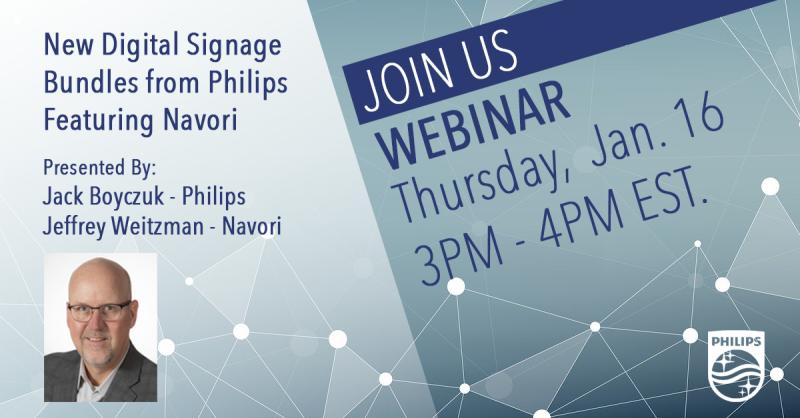 Navori's tweet photo. Interested in System-on-Chip displays? Join Philips' Jack Boyczuk and Navori's Jeffrey Weitzman this Thursday 3PM - 4PM EST. #bestdigitalsignage #soc https://t.co/YaKLQf4JSr https://t.co/C29fPibAU9