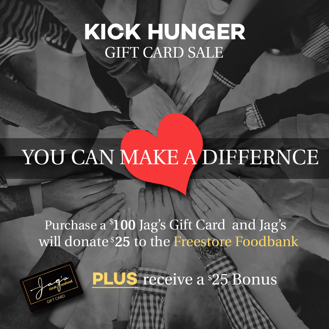 FreestoreFB's tweet photo. Make a difference and enjoy an amazing meal at the same time!  For every $100 @JagsSteak gift card purchased, $25 will be donated to Freestore Foodbank and you will receive $125 on your gift card!  https://t.co/WYgMkxVQIT https://t.co/WzgHOQnTG6