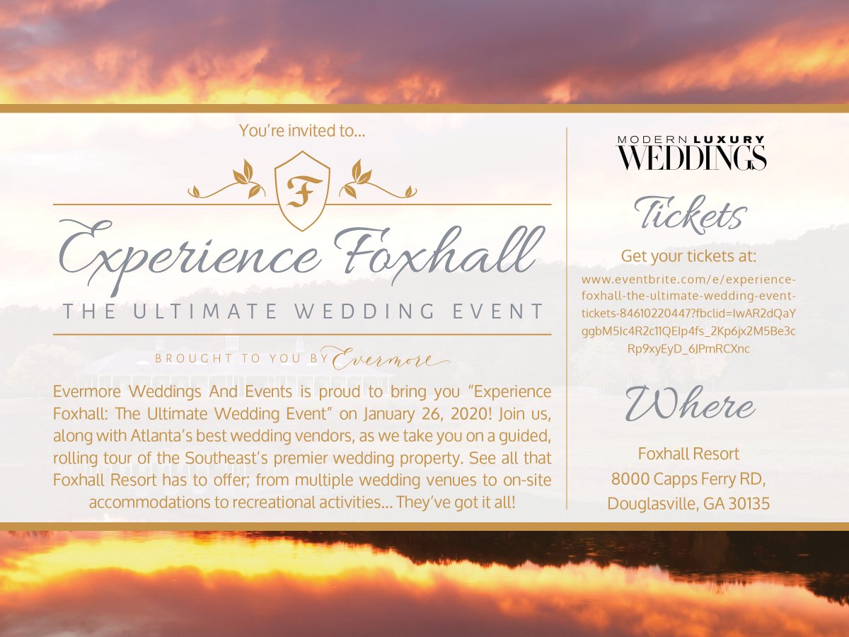 We're thrilled to be presenting at The Experience Foxhall Wedding Event by <a href="/evermorewed/">Evermore Ottawa</a> at @foxhallweddings on January 26th, 2020! 

For tickets visit:  bit.ly/FOXHALL2020