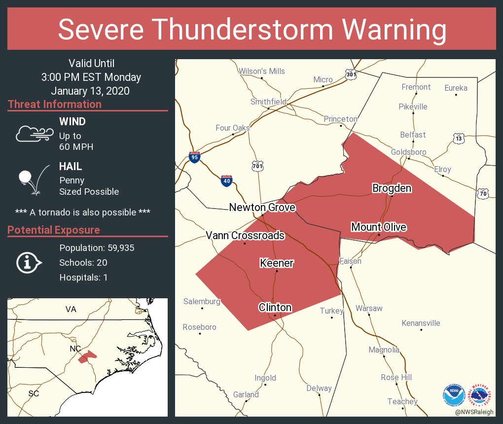 NWS Raleigh on Twitter "Severe Thunderstorm Warning including Clinton