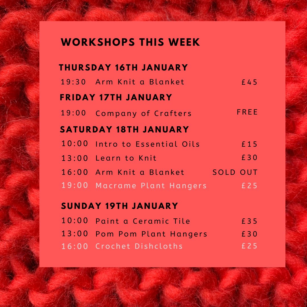 madeptford's tweet photo. Timetable time! Come knock off some resolutions, learn something new and feel fabulous! #craftworkshops #todolondon https://t.co/VoBOuwh50W