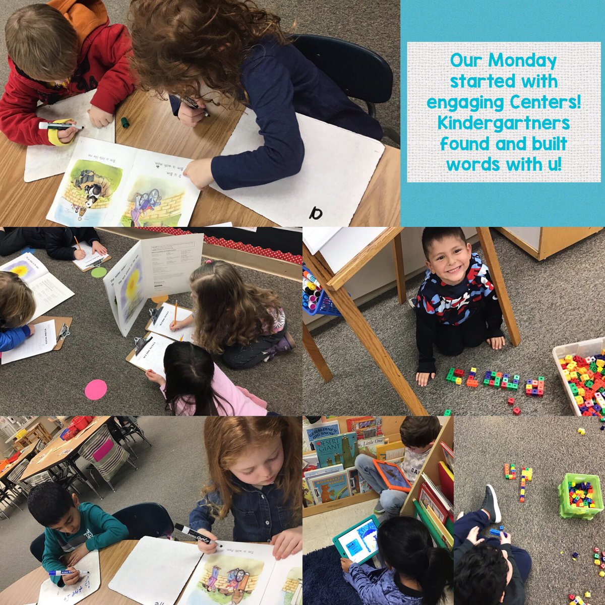 Kindergartners embraced all things U today! We loved finding words with u in familiar texts and then building those words with blocks. #handsonlearning #engagedlearning #proudtobeacreeker <a href="/CBMillCreek/">CBMillCreek</a>