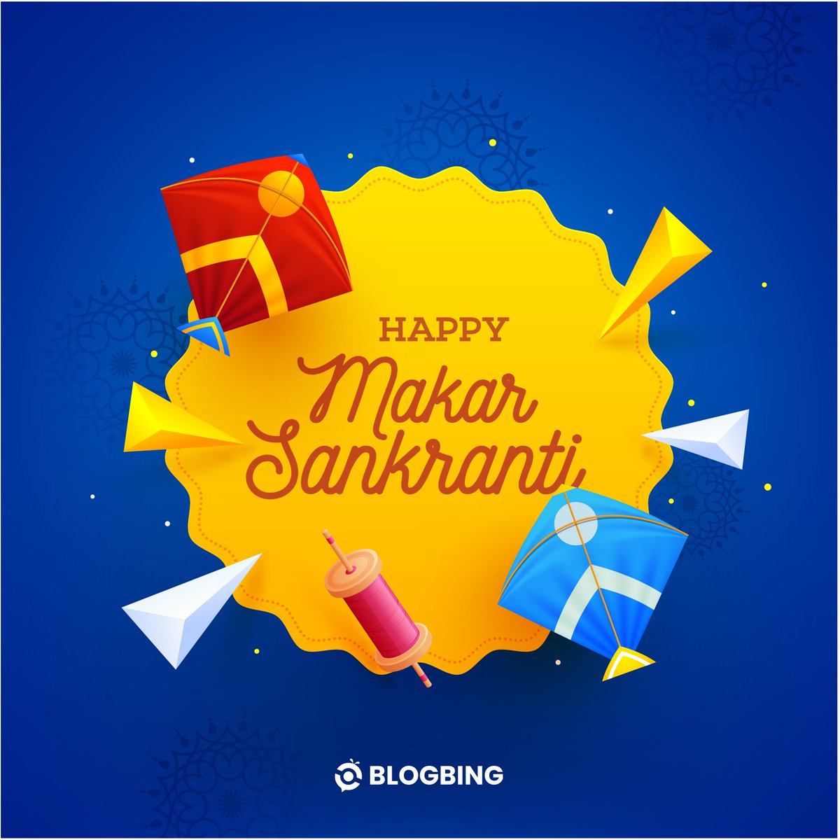 BlogBing's tweet photo. Hope this Makar Sankranti connects you to the brightest of moments. And may you reach new heights just as the kites do on this auspicious occasion adding charm to your celebration. Happy Makar Sankranti! ❤️😀 https://t.co/EFWH9rSwKu