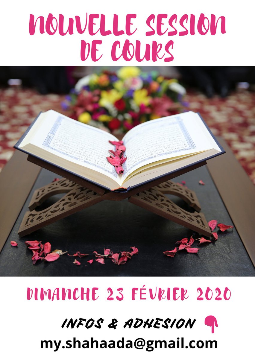 MShahaada's tweet photo. Une nouvelle session de cours débutera le Dimanche 23 Février à Bobigny :)
Infos & inscription 👉 my.shahaada@gmail.com
#Islam #education #cours #gratuits #converties #debutantes https://t.co/uDTYFWmrrR