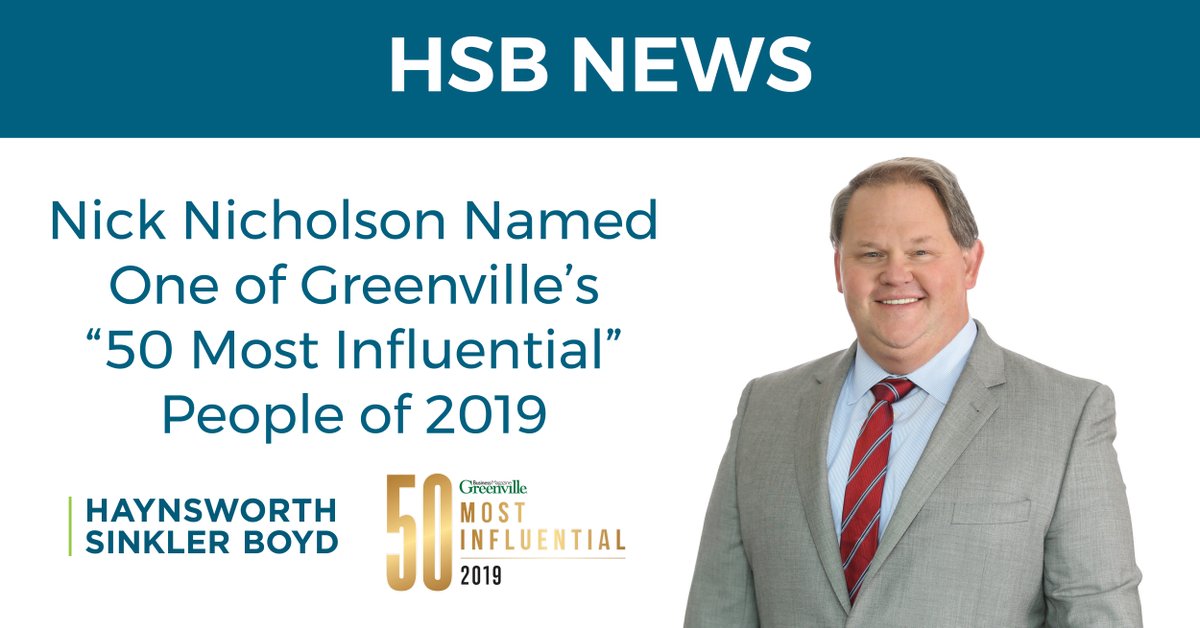 Congratulations to #HSBLaw's Managing Director, Nick Nicholson, on being recognized as one of <a href="/GvlBusinessMag/">GvlBusinessMag</a>'s “50 Most Influential” people of 2019. Read more here: ow.ly/i77A50xUjK3