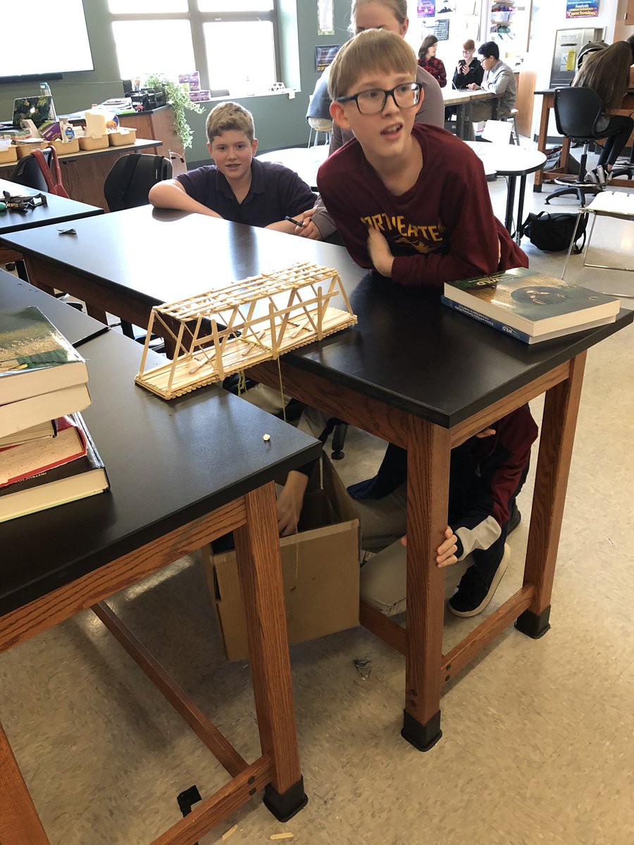 KKeriazes's tweet photo. Project choice board bridge construction testing today @GIMiddleSchool! It’s been great seeing the excitement and ownership of learning students possess about projects created and selected by them! #OAISS #GISAscience8 #STEM https://t.co/PA5CXK4NZU