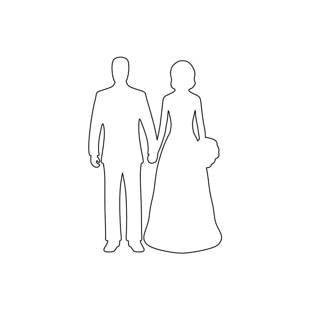The outline of a wedding pair on a square background, in the style of Deftones "White Pony"