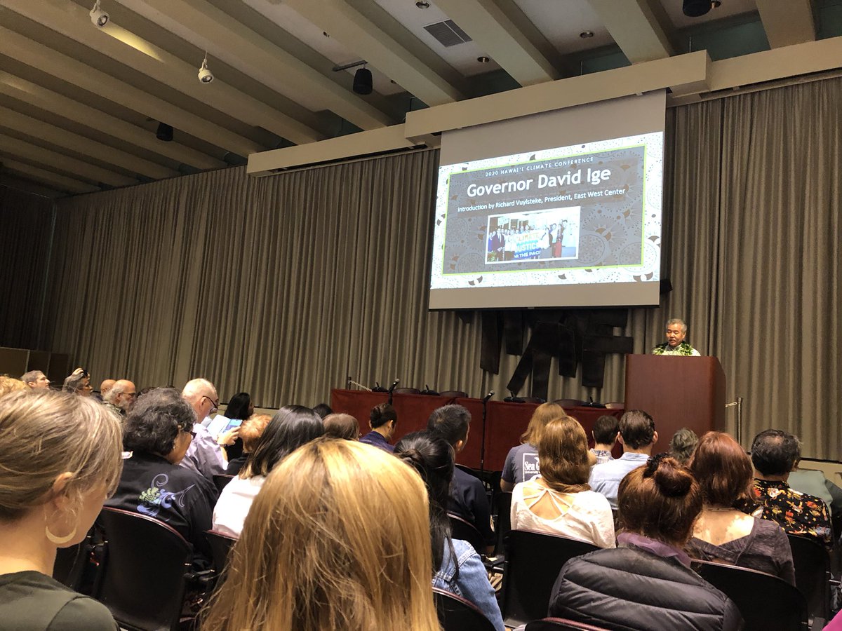 HIGreenGrowth's tweet photo. Hawai’i is taking action to become Climate Ready & islands can help the lead way toward a clean, equitable and resilient future. @GovHawaii opens the #HI_ClimateCon2020 at @EastWestCenter #HIClimate #AlohaSDGs https://t.co/gFUMr3FlaC
