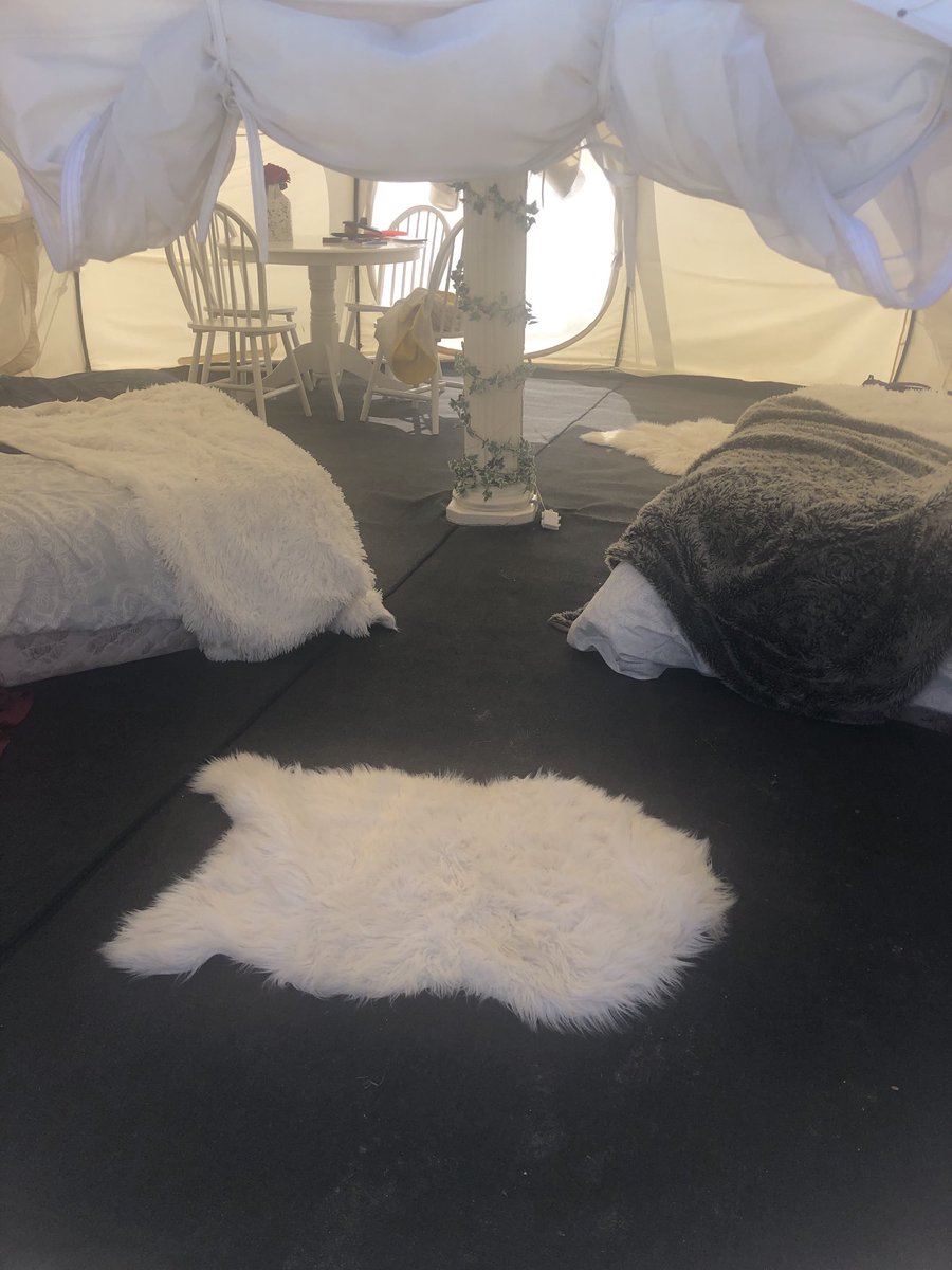 Inside the glamping tent