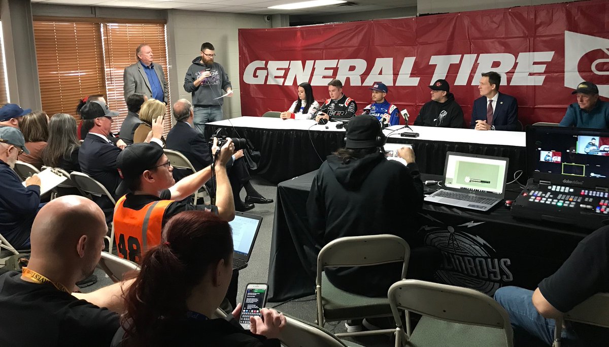 nm_doty's tweet photo. Press Conference @cbnationals  all the big city government leaders, Lt Governor, Emmett Hahn, and few drivers you heard of: @KyleLarsonRacin @CBellRacing @KarsynElledge3 @TonyStewart https://t.co/83vprO5hex