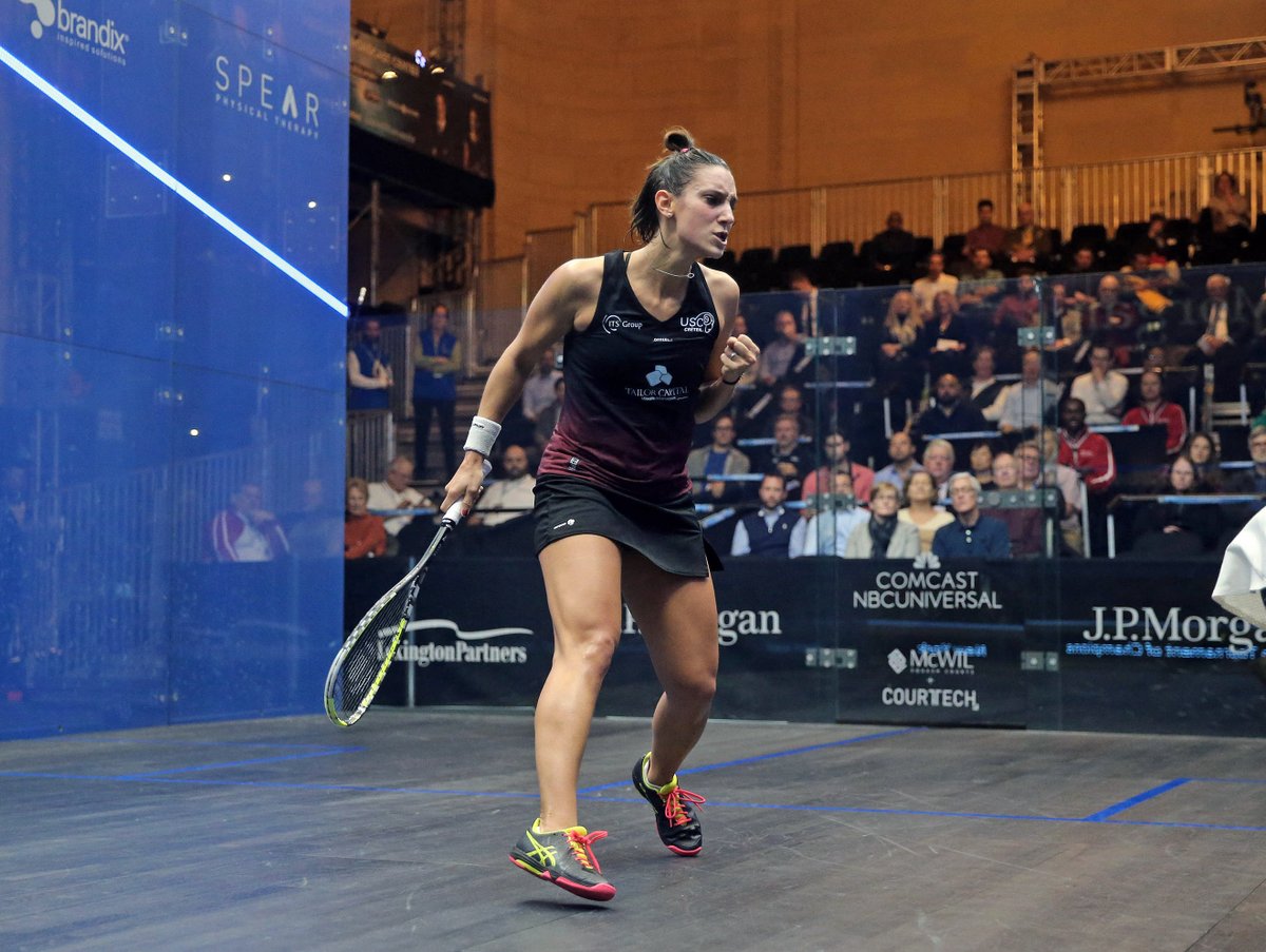 ToCSquash's tweet photo. #ToC17 champion @CamilleSerme holds off a late push from @YathrebAdel to advance to her 7⃣th consecutive quarterfinal in @GrandCentralNYC 

#ToC20 WR3: [5] Camille Serme 🇫🇷 3-1 [16] Yathreb Adel 🇪🇬 11-7, 13-11, 6-11, 11-9 (57m) https://t.co/8bP0S5o7hk