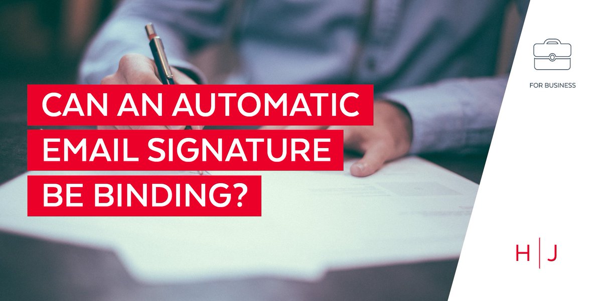 HughJamesLegal's tweet photo. An automatically generated email footer containing the name and contact details of the sender has constituted a signature and had a binding effect in a recent court case. Read more about the case: https://t.co/sJXxZmnyUs.
#PropLit #email #signature #court https://t.co/YR5SWePyQm