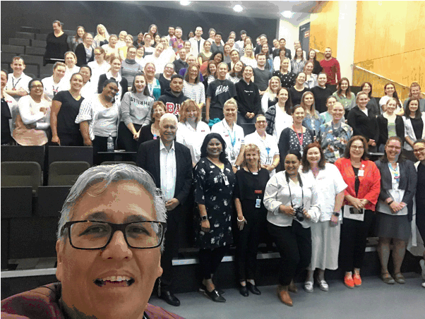 New graduate nurses posing for a selfie on their first day at Capital and Coast DHB.