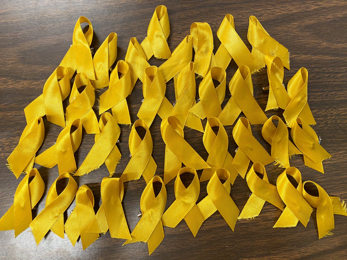 maura_darcy's tweet photo. Such a great start to Gold Week! ✨ Lets keep it up TRS! If you’d like to buy a bookmark, bracelet, awareness ribbon, and/or song request, remember to bring in $1 tomorrow! Check out our products below! Lets keep turning TRS gold! @WeehawkenTSD @SuzanneMera @FAmato53 @bcalligy https://t.co/AcCTVrQ1un