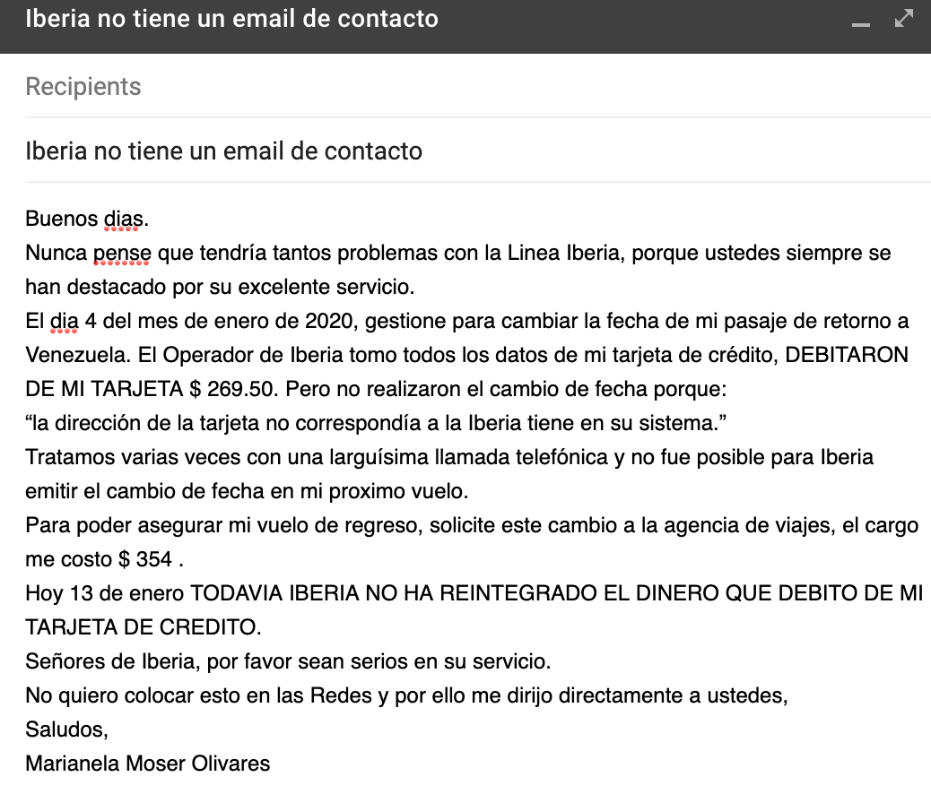 rodrigocidad's tweet photo. El día 4 de enero, llame a @Iberia para cambiar la fecha de mi pasaje. Me debitaron $ 269.50 de mi tarjeta de Crédito. Pero no realizaron el cambio de fecha. @iberia aseguró reintegrar el dinero en menos de 7 días hábiles.
Hoy 13 de enero @iberia Todavía no lo ha reintegrado https://t.co/f3s9nbtXpN