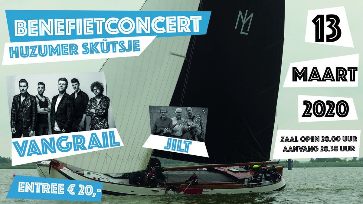 Thuiskomen in een groot feest der herkenning ten bate van het Huzumer skûtsje. Daar wil je bij zijn!!

Tickets te koop via neushoorn.stager.nl/web/tickets/36…

13 maart 2020 met Vangrail en <a href="/Jilt/">Jilt</a> in Neushoorn Leeuwarden