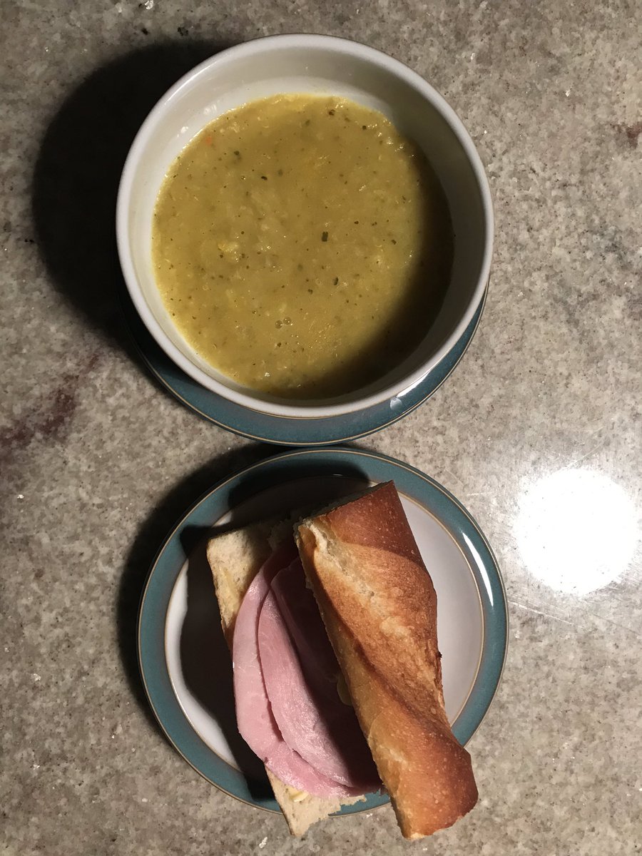 MrTimGriffiths's tweet image. Lovely vegan soup during #veganuary, with a sandwich on the side. Yum 😋