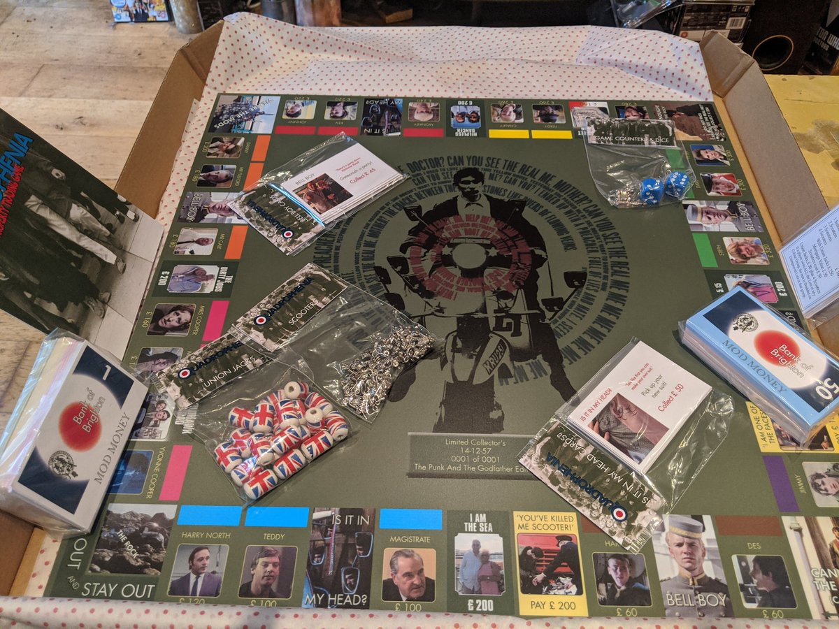 IRboards's tweet photo. Here's one of our recent birthday gift commissions. A very personalised #Quadrophenia property trading game, featuring the birthday boy & his missus in the gamecards & on the board, using their personal photos taken at @GaryShail 's #Quad40 Brighton weekender last August. #mods https://t.co/onZfsXUFIH