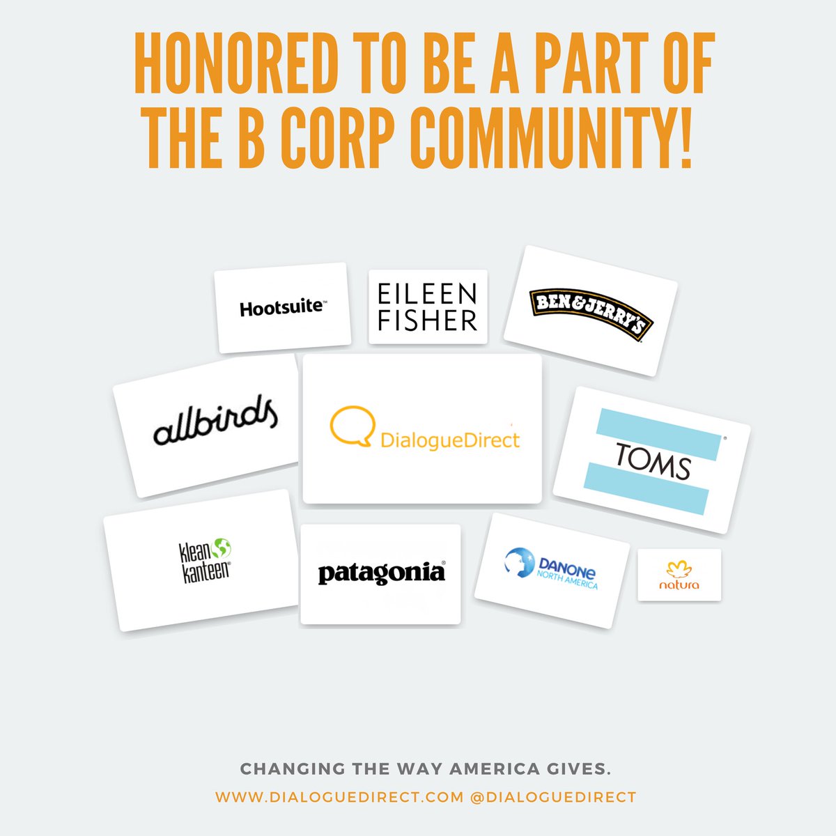 BCorpCommunity's tweet image. Congrats to @DialogueDirect on becoming the first face-to-face #fundraising #BCorp in the U.S. 🙌 “We’ve taken on the challenge to continue leading the industry &amp;amp; moving it forward”—Mike Wakeland, CEO csrwire.com/press_releases…
(Please note that @Etsy is no longer a #BCorp) @CSRwire