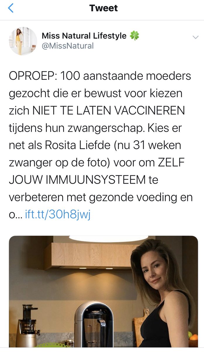 Dag @MissNatural Stop dit aub. Op onze IC liggen kinderen dood te gaan door ziekten die door vaccinate hadden kunnen worden voorkomen. Jullie spelen met kinderlevens door dit soort absurde acties! <a href="/_NVWA/">Nederlandse Voedsel- en Warenautoriteit</a> <a href="/IGJnl/">Inspectie Gezondheidszorg en Jeugd</a> <a href="/PaulBlokhuis/">Paul Blokhuis</a>