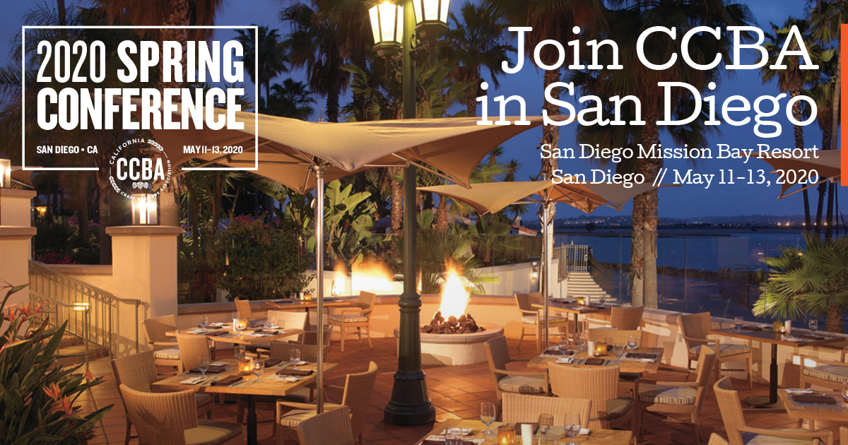 Join CCBA in San Diego May 11-13 for our Spring Members Conference. Early Bird registration for members opens today! Seminar topics include CA specific regulations, 2020 new laws, and technical brewing. Learn more about the conference &amp; register here:bit.ly/2NnR32k