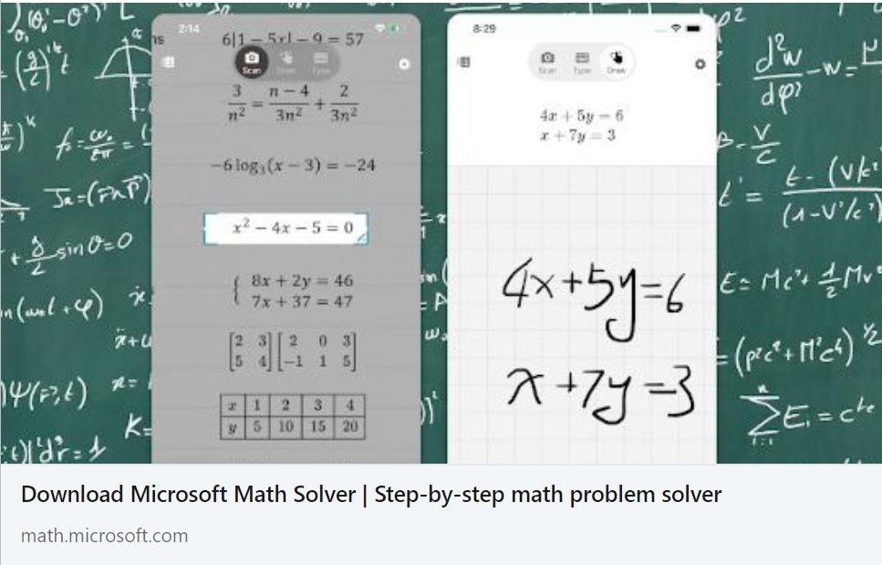 janligtenberg's tweet image. Handig voor al die leerlingen in het VO, download de #MicrosoftMathSolver math.microsoft.com