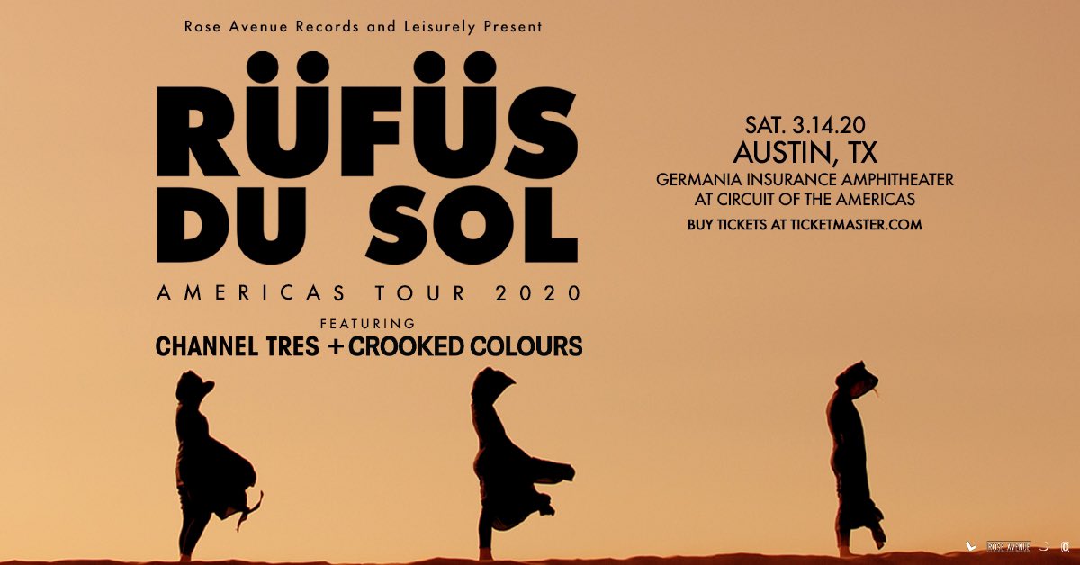 atxconcert's tweet image. ☀️ T I C K E T  G I V E A W A Y ☀️

Want to win a pair of tickets to see @RufusDuSol with @channel_tres and @crooked_colours on 3/14?!

• RT this post
• Follow us
• Tag a friend in comments
 
Tickets @ bit.ly/_RUFUSDUSOL_ATX