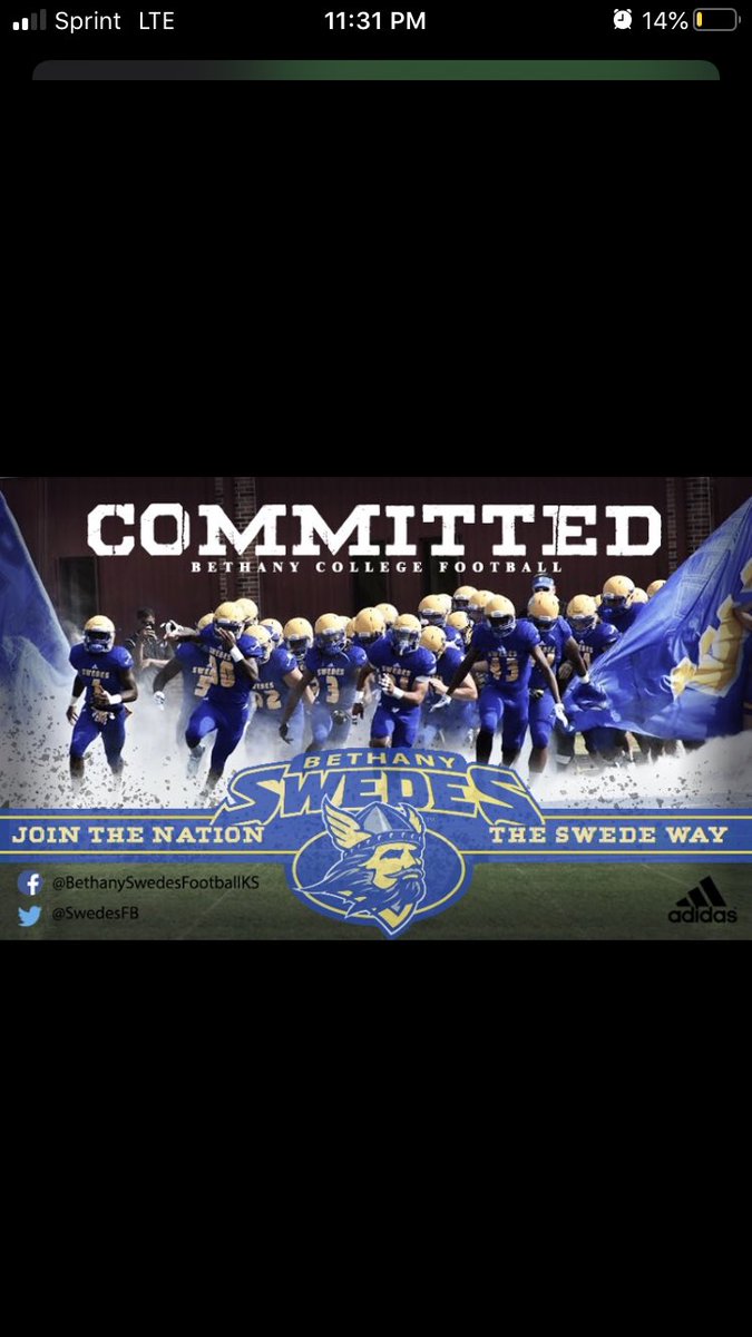 g_boogie3's tweet photo. Thank you for all my coaches, family, friends who have supported me through this journey with me and taking the juco routeโ๐ฟ I happy to announce that I am committing to Bethany College ๐๐ฏ #Theswedeway @coachrave @SwedesFB @MnWestFootball @coachcwhite https://t.co/G7YBFiIIuX