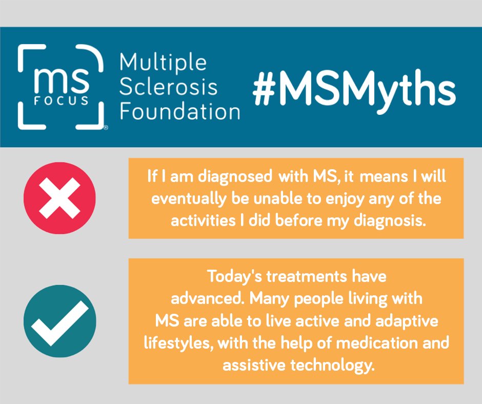 MS_Focus's tweet photo. Today is Myth-Busting #Monday! There are many #myths that exist about #MultipleSclerosis check one out below!
#MSmyth #MS #MSwarrior #chronicillness #invisibleillness https://t.co/Cy5kLRyBbI