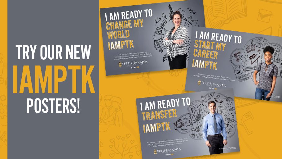 The new #IAMPTK campaign is now available! Check out the toolkit with new #posters, @Facebook profile frames, #recruitment cards, customizable #tabletents, &amp; more. Stand out on your campus – download them for FREE today! >> ptk.org/MySociety/Tool…