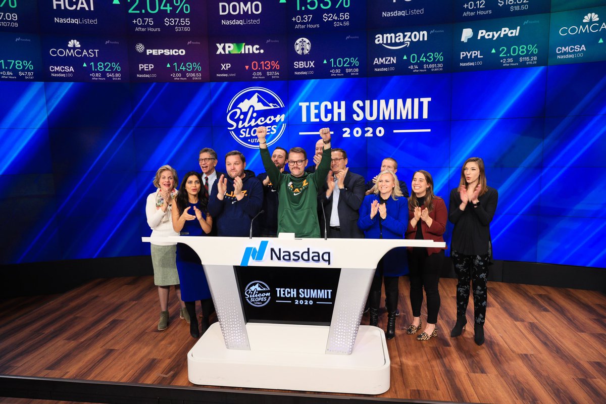 siliconslopes's tweet image. What an incredible moment for Silicon Slopes and Utah’s startup and tech community. We closed the @Nasdaq today in NYC! Don’t forget to register for Silicon Slopes Tech Summit 2020 at SSTS20.com. More major announcements coming this week!