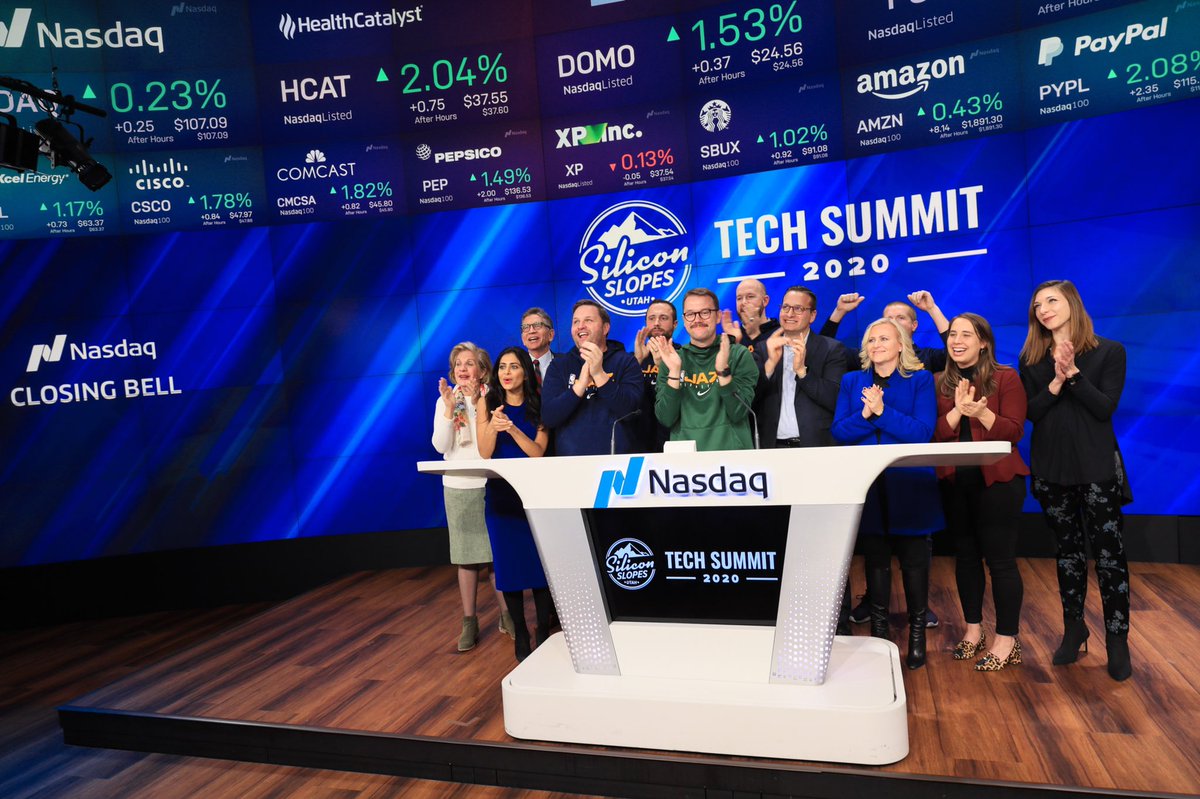 siliconslopes's tweet image. What an incredible moment for Silicon Slopes and Utah’s startup and tech community. We closed the @Nasdaq today in NYC! Don’t forget to register for Silicon Slopes Tech Summit 2020 at SSTS20.com. More major announcements coming this week!
