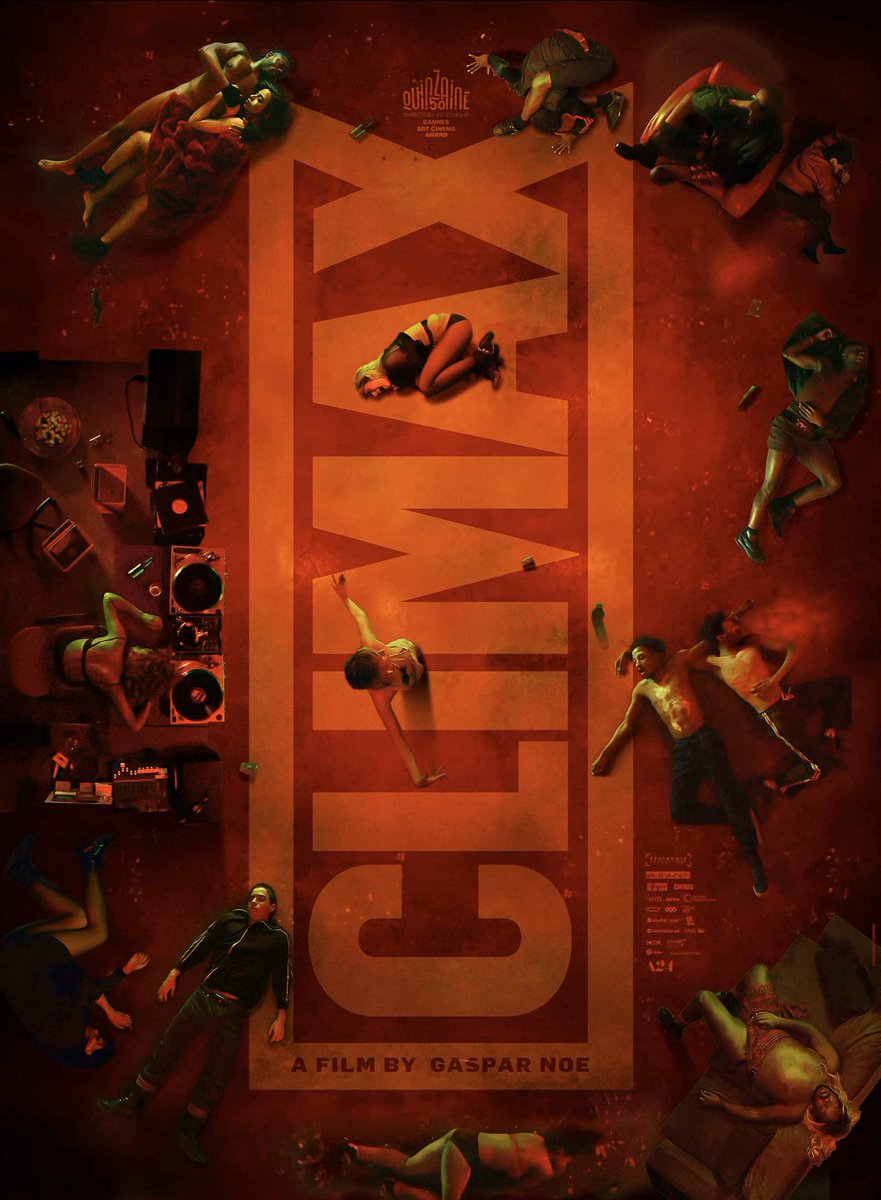 9. Climax (2018)Gaspar Noe’s hallucinogenic nightmare tells of a troupe of french dancers rehearsing in an isolated hall in the snowy alps who’s after party punch gets spiked with LSD resulting in a violent and murderous trip that leaves no one unscathed-the dancing is out of-