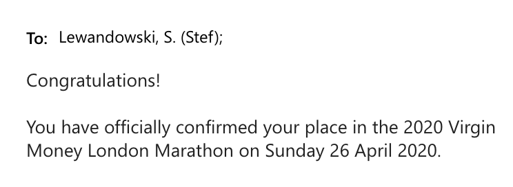 Folks, things escalated. I've just confirmed I have a place in the London marathon!  Oh my gosh, I'm actually doing this.  #LondonMarathon