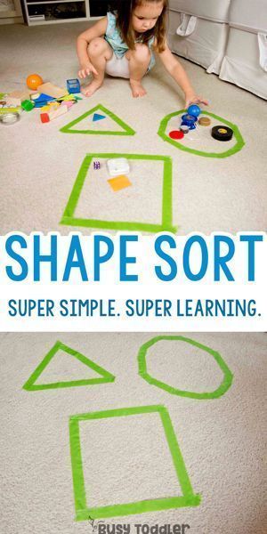 EskoCommunityEd's tweet image. Make shapes on the floor with tape and then find items that are those shapes and sort into the spaces on the floor. #Mondaymathtips #Earlychildhoodeducation