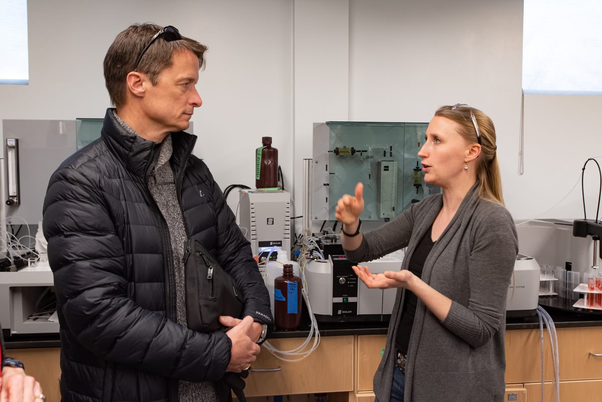 FoodProfessor's tweet image. Was at @AcadiaU last week to discuss food related research and meet with start-up Foodbyte. What a story. In this picture, I'm with Hayley Craig-Barnes of @AcadiaLab  @ACOACanada @SBAtlantic.