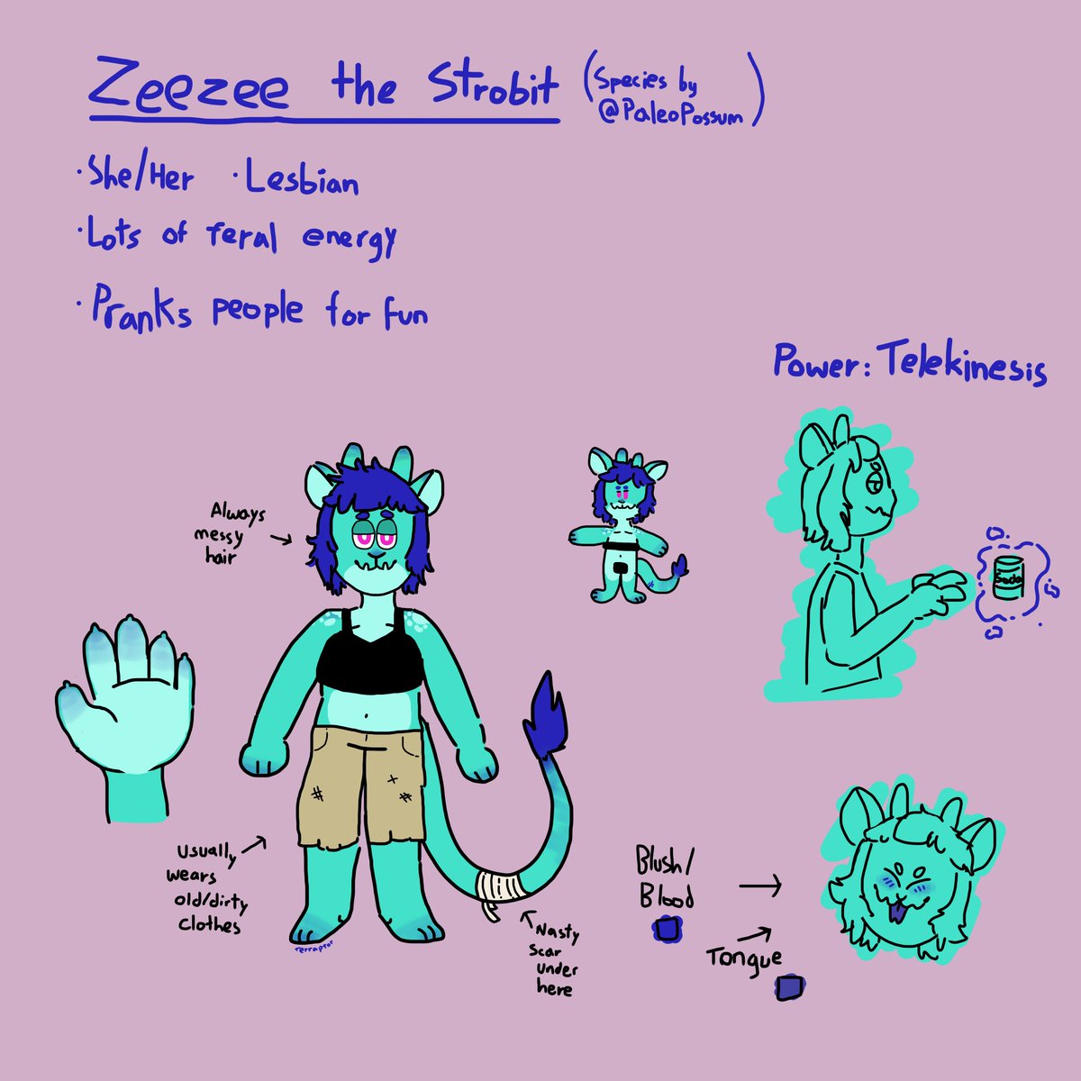 TerraptorArt's tweet image. New oc!! (twitter&apos;s probably gonna crop this horribly)

(#Strobits belong to @PaleoPossum)