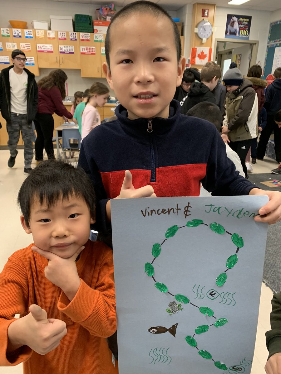 Grade4Loftus's tweet photo. We had lots of fun creating our ‘Leap Frog’ addition and subtraction games with our Learning Buddies! https://t.co/XUW0Ru6rFj