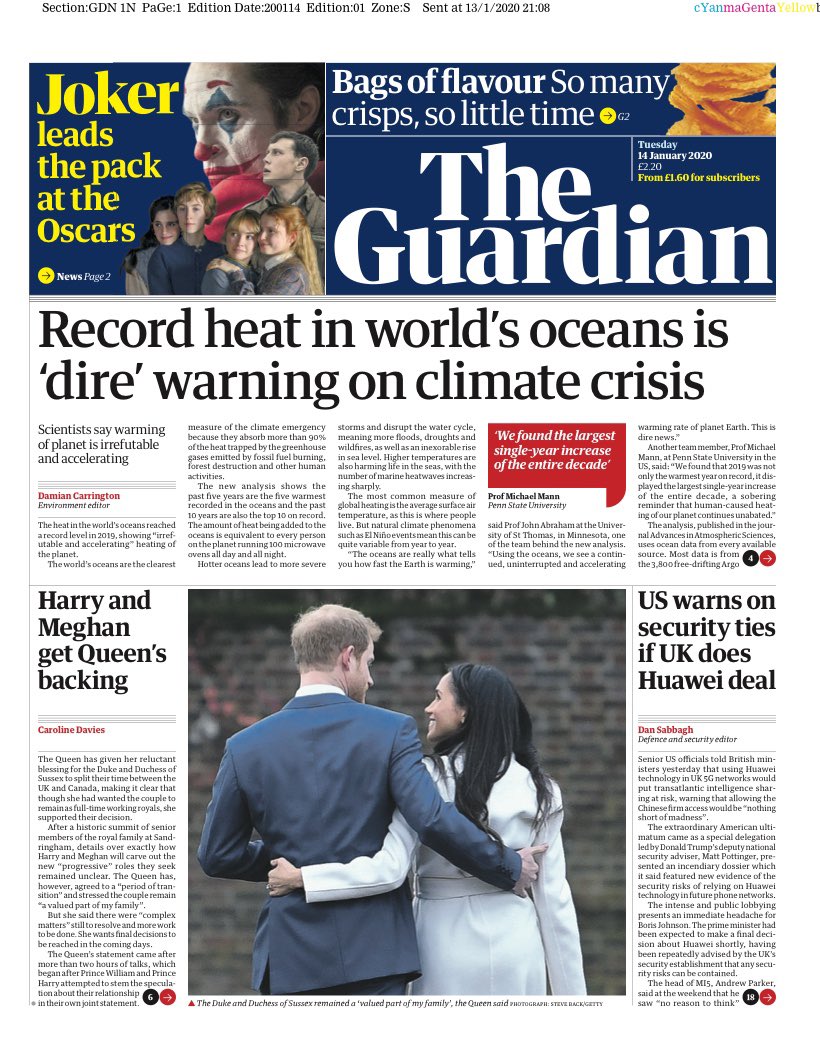 MichaelEMann's tweet image. Front page of tomorrow's @Guardian: