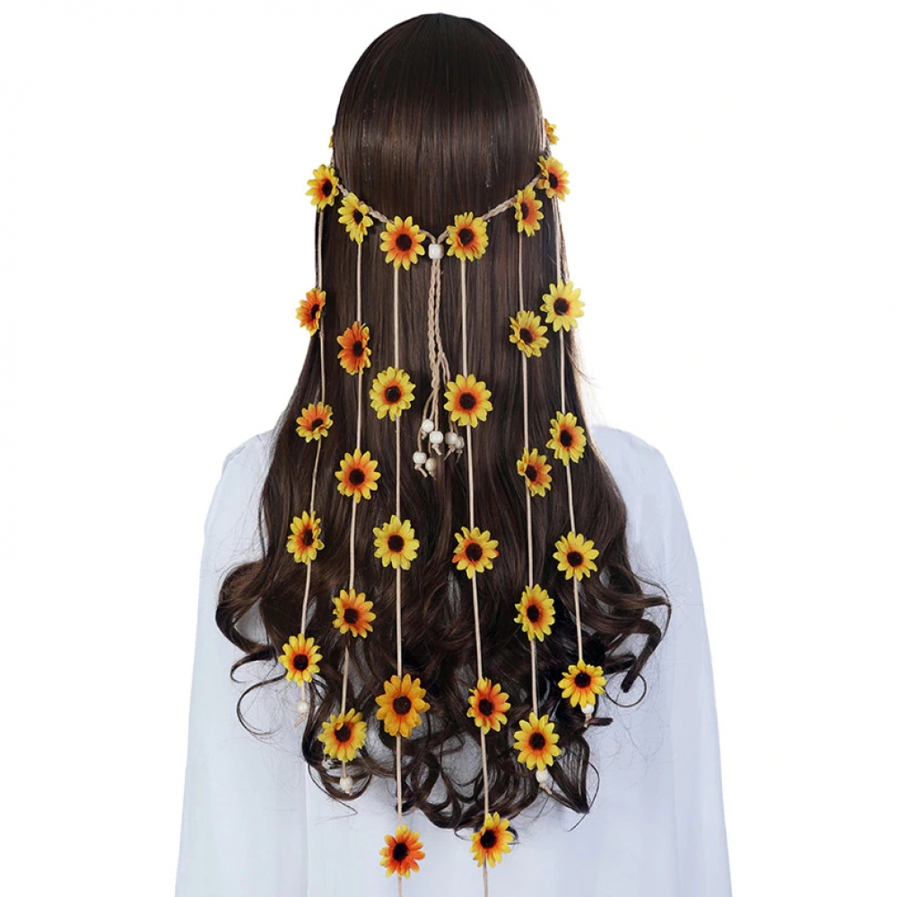 Boho Headband With Sunflowers For Women #hairideas #curly #hairdye #straighthair #bunsandtales