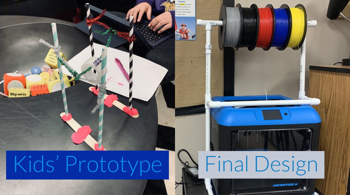 c8lin17's tweet photo. #PLCSGreat Mr. Dennis came out of retirement to help @Carriage_Hill @ROCKinEDU 6th graders create a filament holder for 3D printer.  Real, authentic, empowering learning experience for these kiddos to actually get to build their design. Amazing final product! @PLCSchools https://t.co/HrIFqylvrW