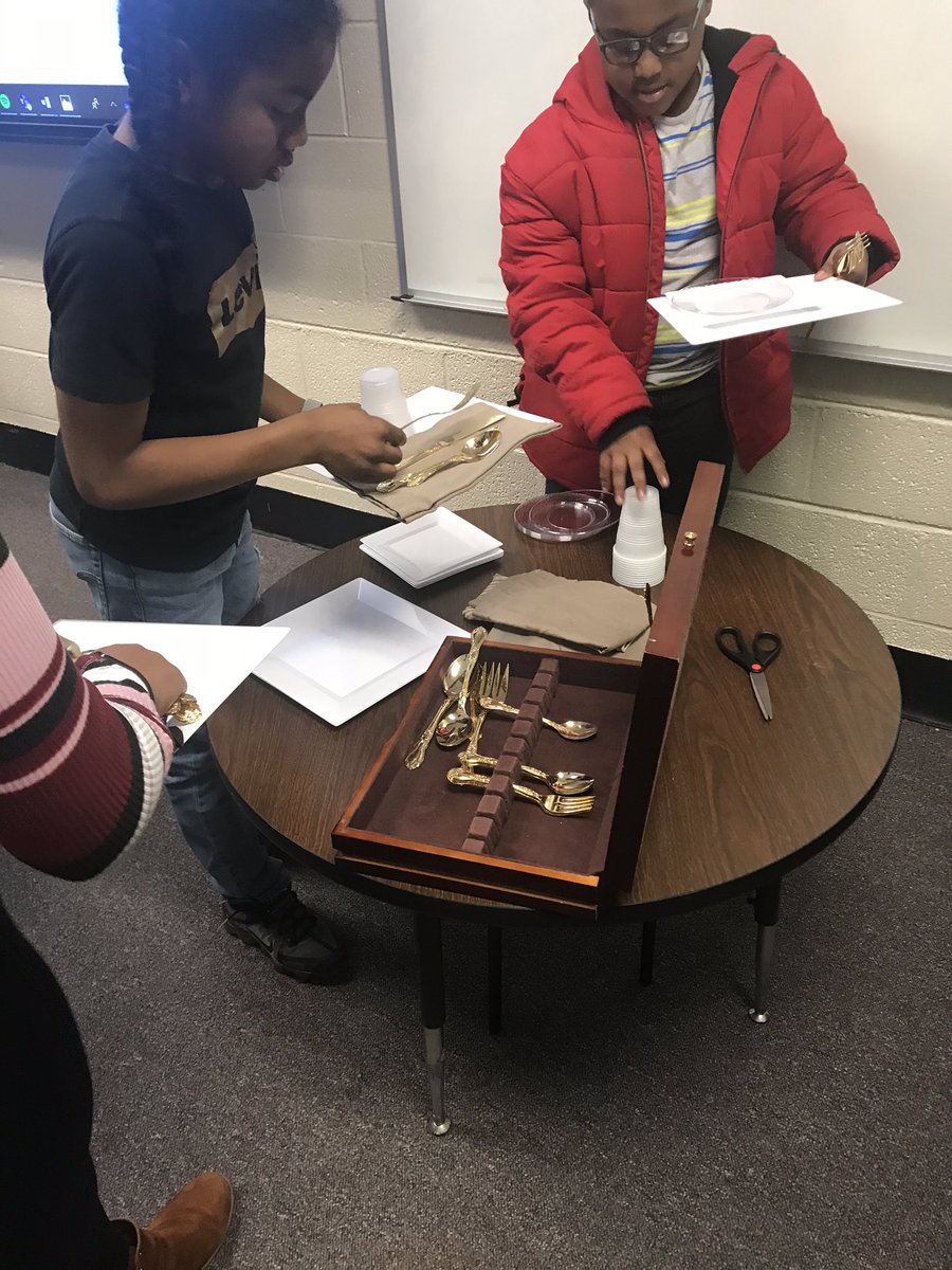 PWFCounseling's tweet photo. Our student leaders had their professional dining etiquette tested today! They had to check our menu, set their place accordingly, and practice eating difficult, messy, and new foods! All while maintaining professional convos! https://t.co/KGK7EBNZ3J