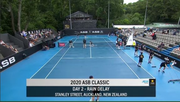 TarpWhy's tweet image. Having fun waiting for tennis at the @ASB_Classic? It sure would be nice if they put a tarp down so we don’t have to watch this: